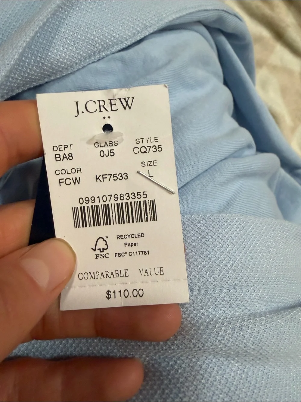 J crew faded chambray white Performance bird's-eye hoodie